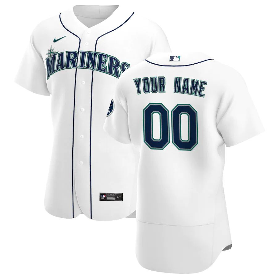 Cheap Mens Seattle Mariners Nike White Home Authentic Custom MLB Jerseys